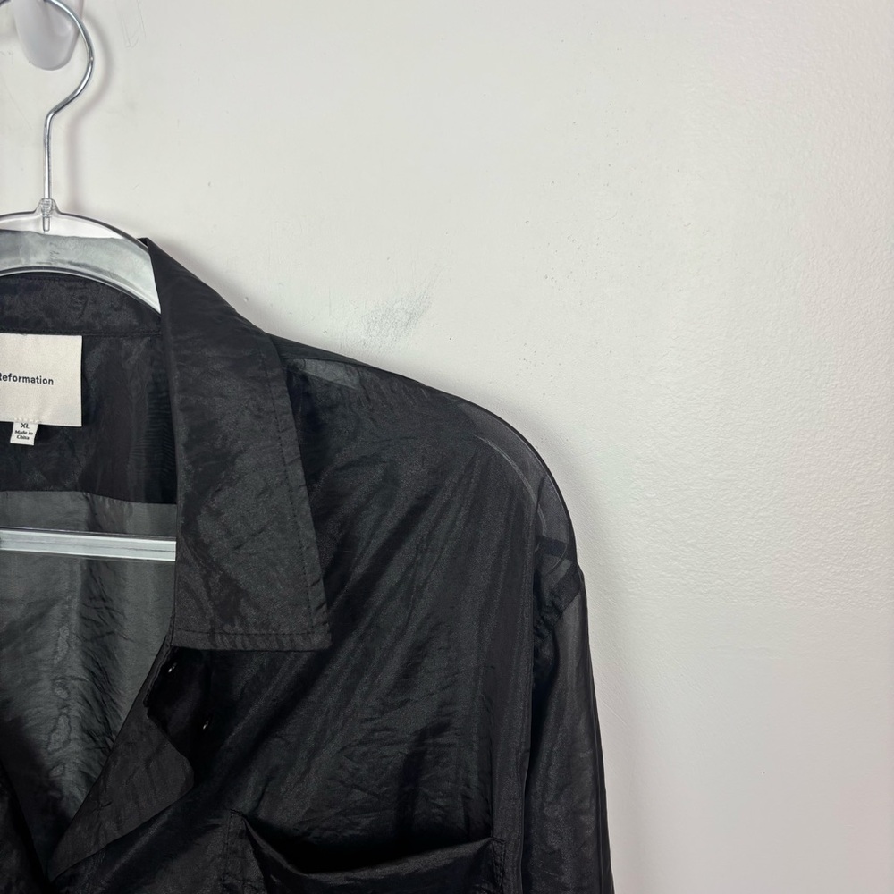 Reformation ELI Oversized Sheer Shirt Black Size XL - Picture 4 of 9